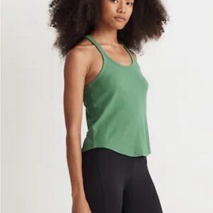 MADEWELL Women’s XXL Green Knit Mesh Racerback Tank Top Cotton NWT